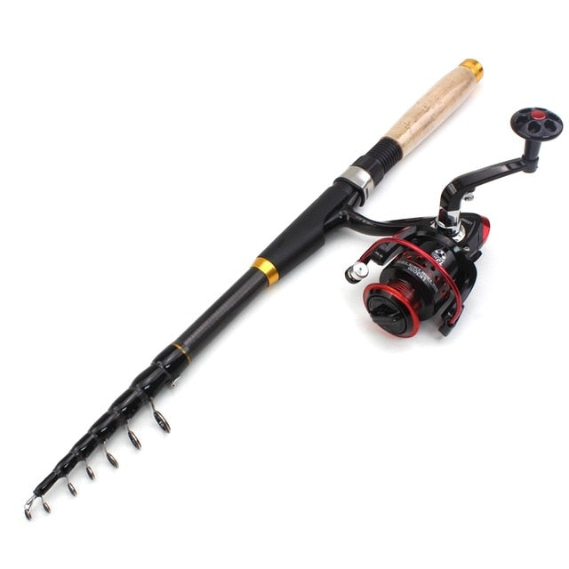 Carbon Fiber Telescopic Fishing Rod Portable Spinning Rod and